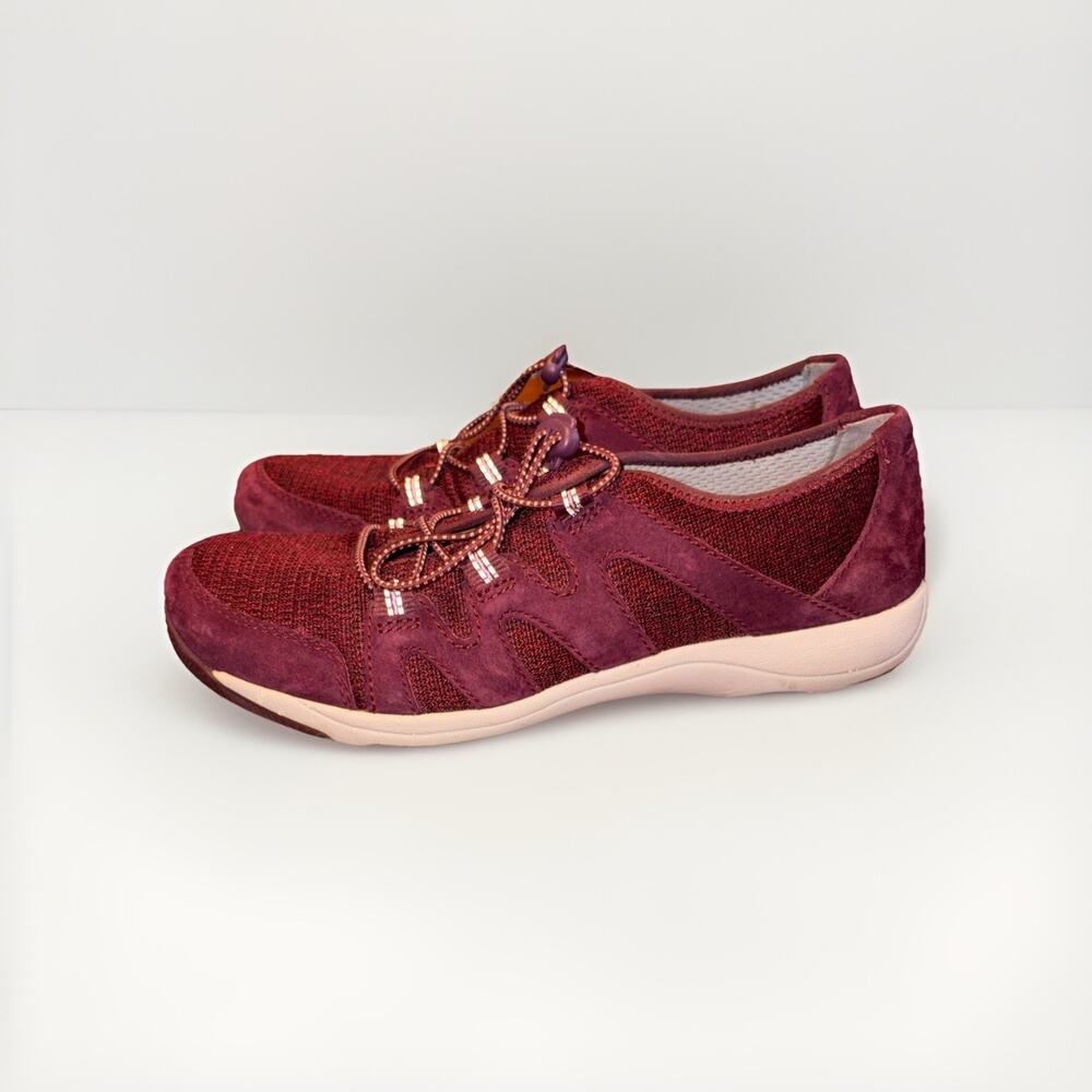 Dansko Holland Comfort Shoes Womens Size 38 Burgundy Suede Mesh Walking